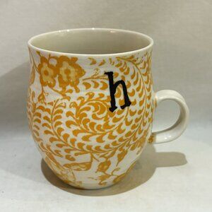 Anthropologie Homegrown Monogram Floral Letter Initial H Coffee Mug Teacup